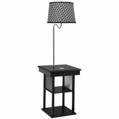 Floor Lamp Bedside Desk with USB Charging Ports Shelves - Relaxacare