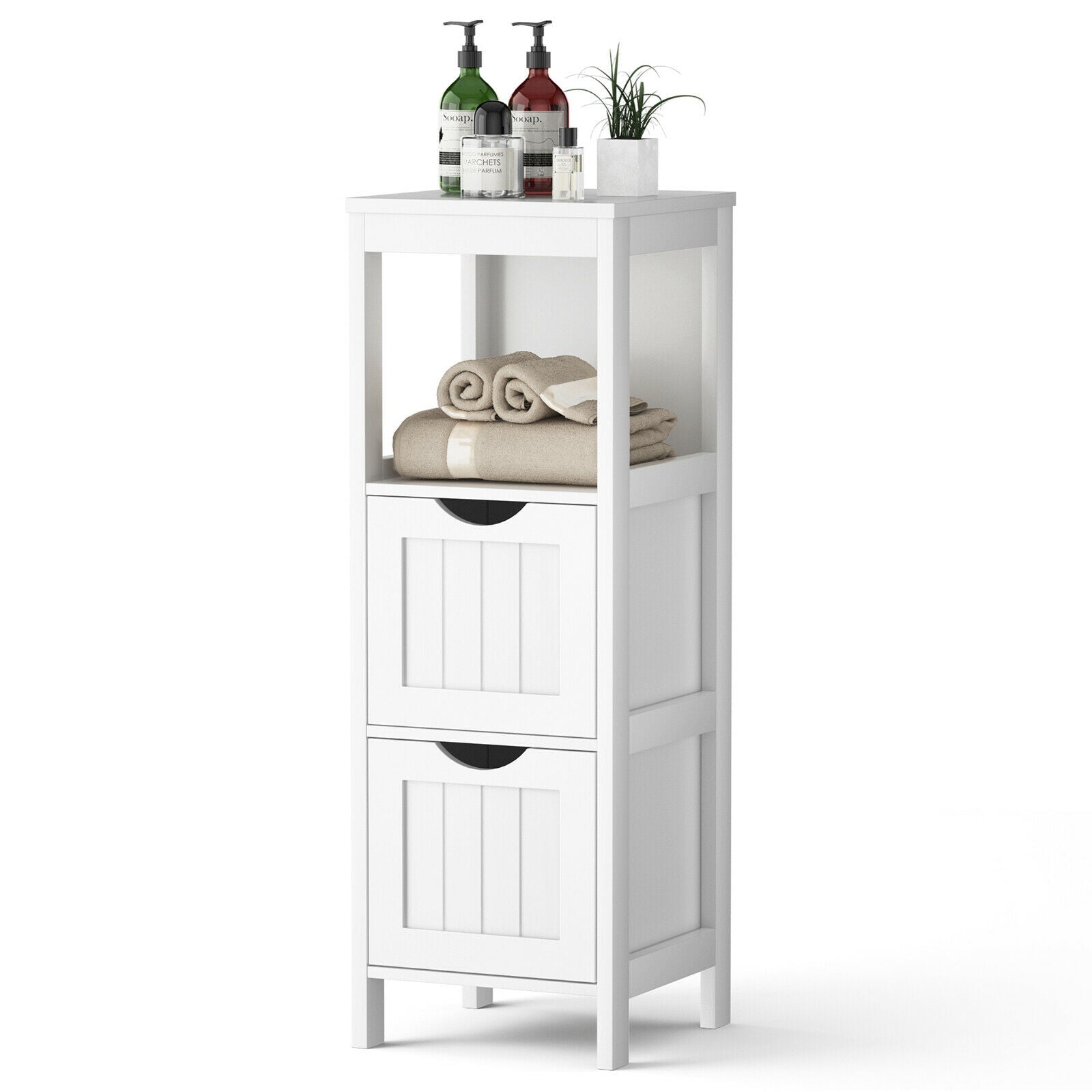 Floor Multifunction Bathroom Storage Organizer Rack with 2 Drawers