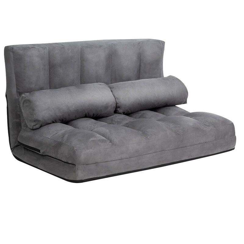 Foldable Floor 6-Position Adjustable Lounge Couch-Gray - Relaxacare