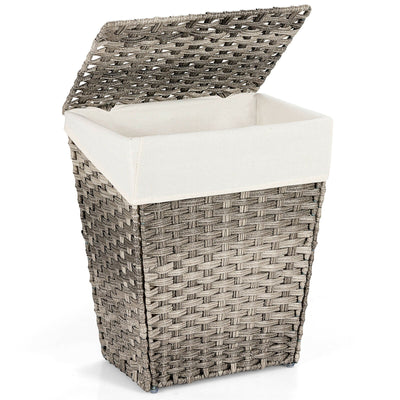 Foldable Handwoven Laundry Hamper with Removable Liner-Gray - Relaxacare