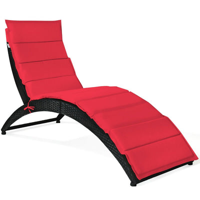 Foldable Patio Lounge Chair with Cushion for Backyard - Relaxacare