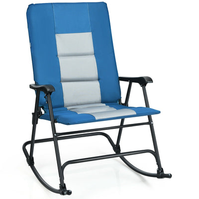 Foldable Rocking Padded Portable Camping Chair with Backrest and Armrest - Relaxacare