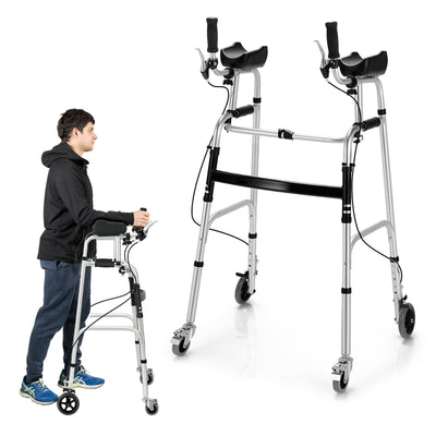 Foldable Standard Walker with 5 Inch Wheels and Padded Armrest - Relaxacare