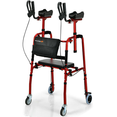 Folding Auxiliary Walker Rollator with Flip-Up Brakes and Seat Bag - Relaxacare