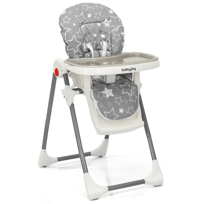 Folding Baby High Dining Chair with 6-Level Height Adjustment-Gray - Relaxacare