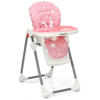 Folding Baby High Dining Chair with 6-Level Height Adjustment-Pink - Relaxacare