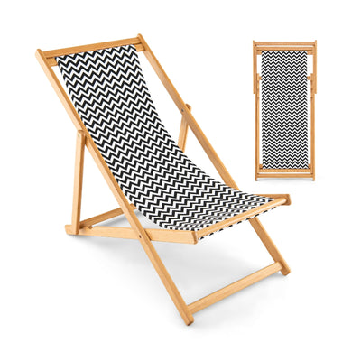 Folding Bamboo Sling Chair with Adjustable Backrest and Canvas-Natural - Relaxacare