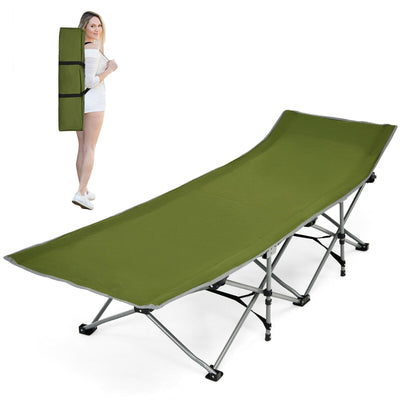 Folding Camping Cot with Side Storage Pocket Detachable Headrest - Relaxacare