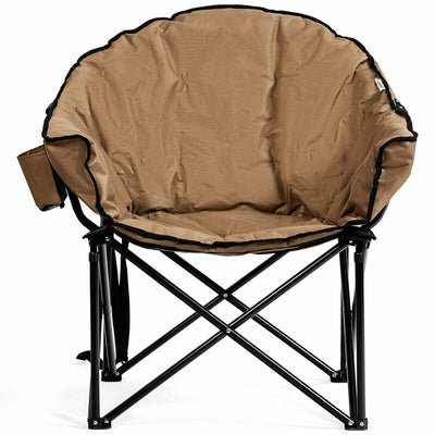 Folding Camping Moon Padded Chair with Carrying Bag-Brown - Relaxacare