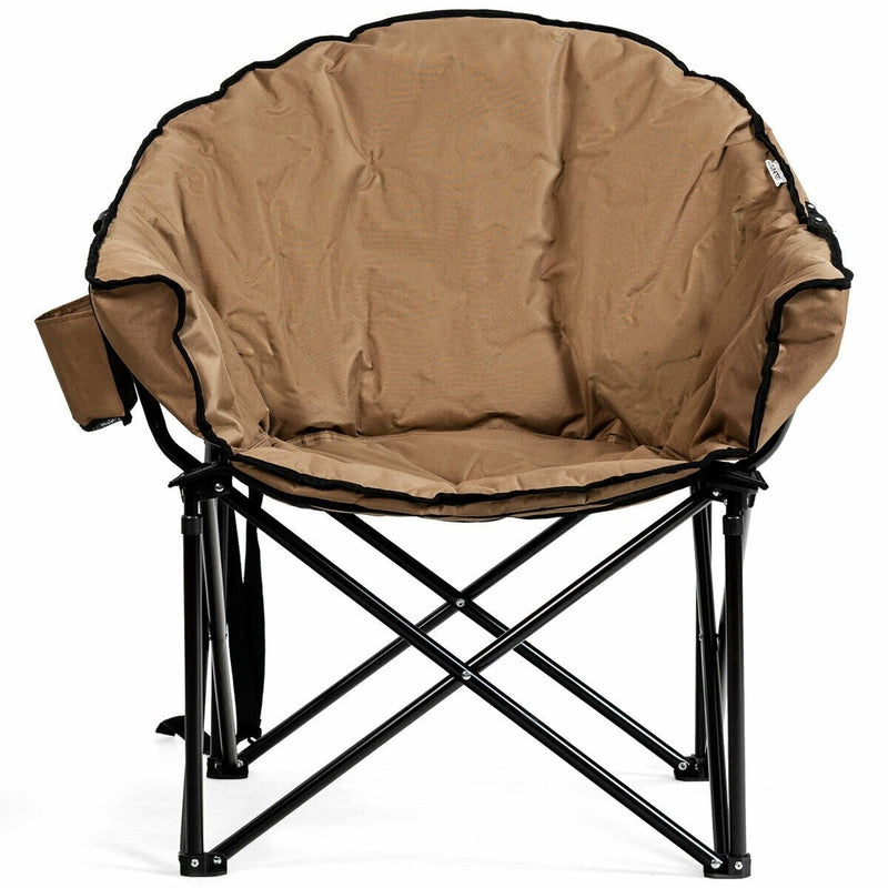 Folding Camping Moon Padded Chair with Carrying Bag-Brown - Relaxacare
