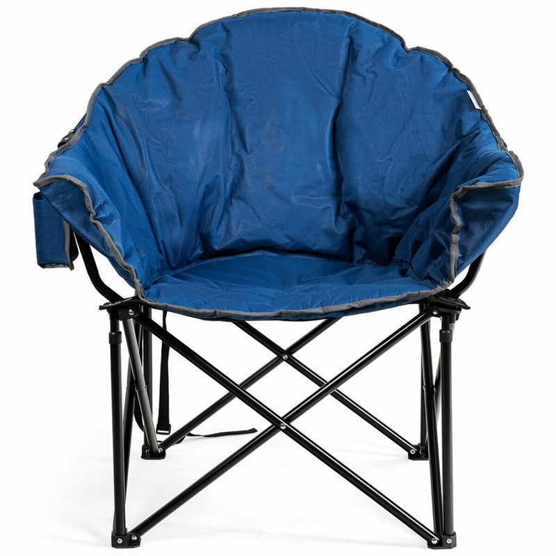Folding Camping Moon Padded Chair with Carrying Bag-Navy - Relaxacare