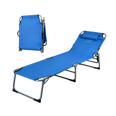 Folding Chaise Lounge Chair with Face Hole for Beach - Relaxacare