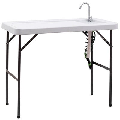 Folding Cleaning Sink Faucet Cutting Camping Table with Sprayer - Relaxacare