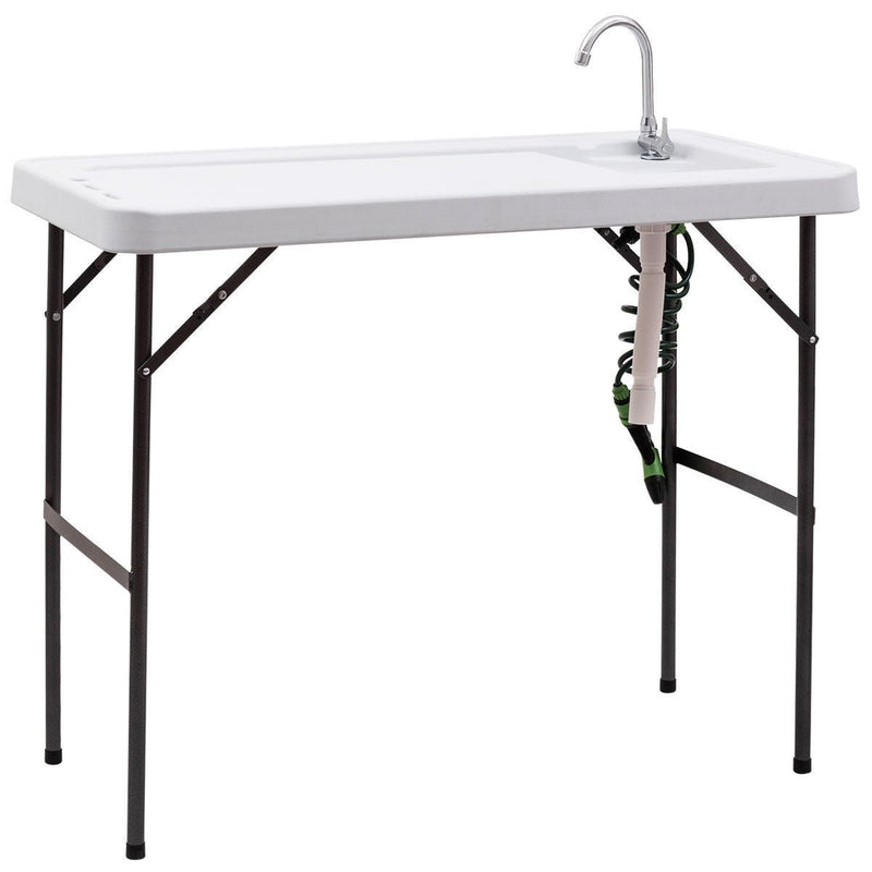 Folding Cleaning Sink Faucet Cutting Camping Table with Sprayer - Relaxacare