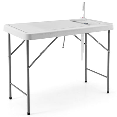 Folding Fish Cleaning Table with Sink and Faucet for Dock Picnic - Relaxacare