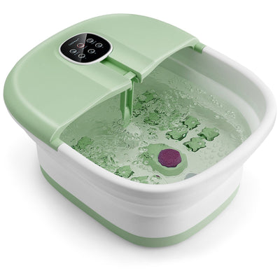 Folding Foot Spa Basin with Heat Bubble Roller Massage Temp and Time Set-Green - Relaxacare