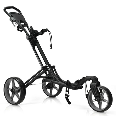 Folding Golf Push Cart with Scoreboard Adjustable Handle Swivel Wheel-Gray - Relaxacare