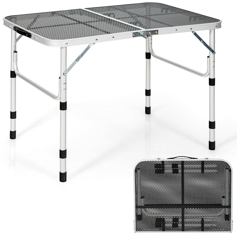 Folding Grill Table for Camping Lightweight Aluminum Metal Grill Stand Table - Relaxacare