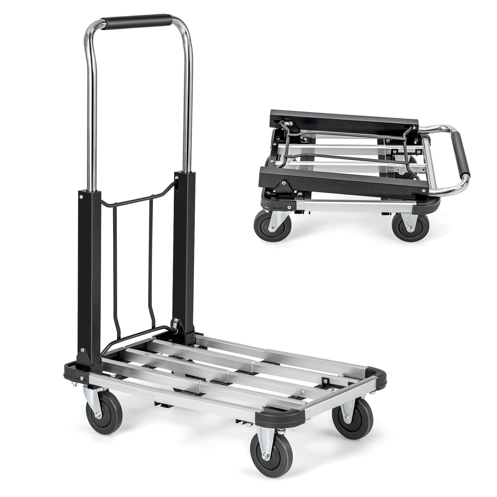 Folding Hand Truck Aluminum Utility Dolly Platform Cart with Extendabl