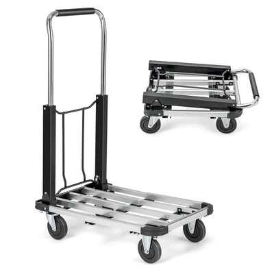 Folding Hand Truck Aluminum Utility Dolly Platform Cart with Extendable Base - Relaxacare
