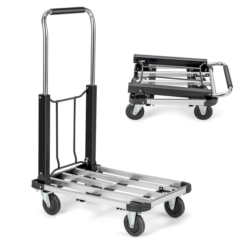 Folding Hand Truck Aluminum Utility Dolly Platform Cart with Extendable Base - Relaxacare