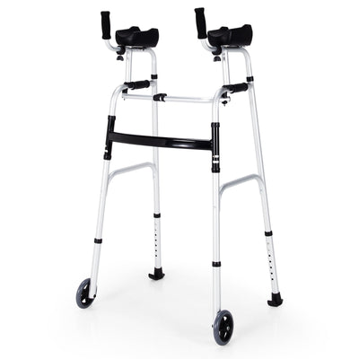 Folding Height Adjustable Walking Frame with Armrest Support-Silver - Relaxacare