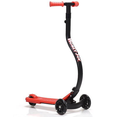 Folding Kids C Shape Anti-Collision Adjustable Kick Scooter -Red - Relaxacare