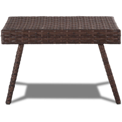 Folding PE Rattan Side Coffee Table Patio Garden Furniture-Brown - Relaxacare