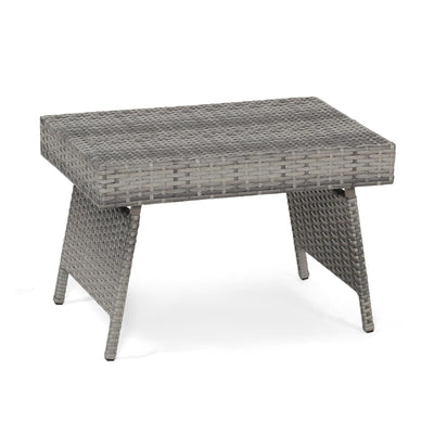 Folding PE Rattan Side Coffee Table Patio Garden Furniture-Gray - Relaxacare