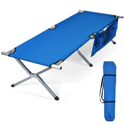 Folding Portable Camping Cot with Carrying Bag and Side Pockets - Relaxacare