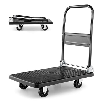 Folding Push Cart Dolly with Swivel Wheels and Non-Slip Loading Area-28 x 19 inches - Relaxacare