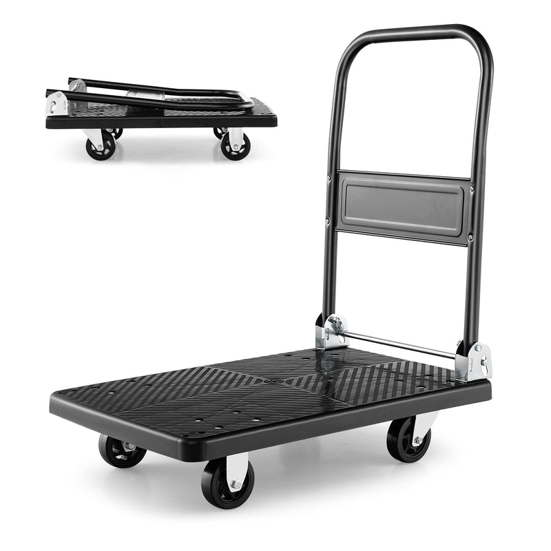 Folding Push Cart Dolly with Swivel Wheels and Non-Slip Loading Area-36 x 24 inches - Relaxacare