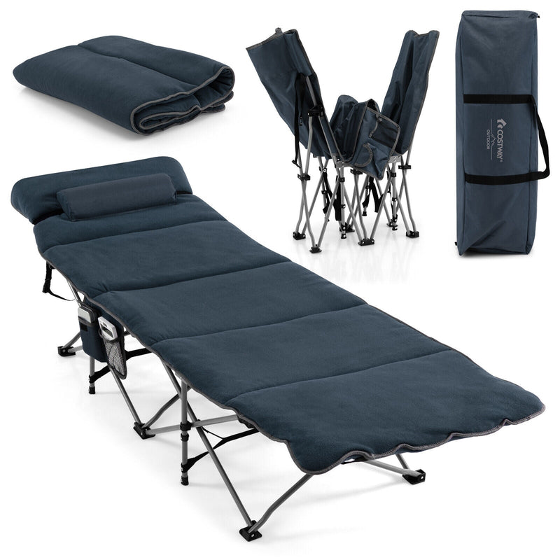Folding Retractable Travel Camping Cot with Mattress and Carry Bag - Relaxacare