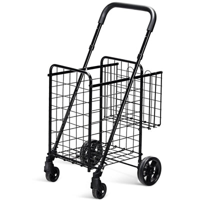 Folding Shopping Basket Rolling Trolley with Adjustable Handle - Relaxacare