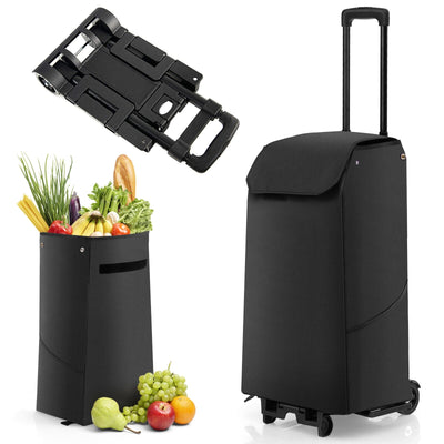 Folding Shopping Cart with 38 L Removable Waterproof Bag-Black - Relaxacare