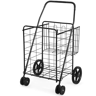 Folding Shopping Cart with Swiveling Wheels and Dual Storage Baskets - Relaxacare
