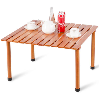 Folding Wooden Camping Roll Up Table with Carrying Bag for Picnics and Beach - Relaxacare