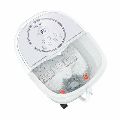 Foot Spa Bath Massager with 3-Angle Shower and Motorized Rollers-White - Relaxacare