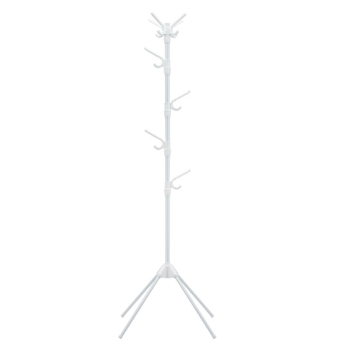 Free Standing Coat Rack with Detachable Hooks and Foldable legsWhite