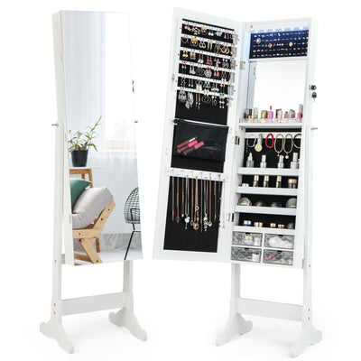 Free Standing Full Length Jewelry Armoire with Lights-White - Relaxacare