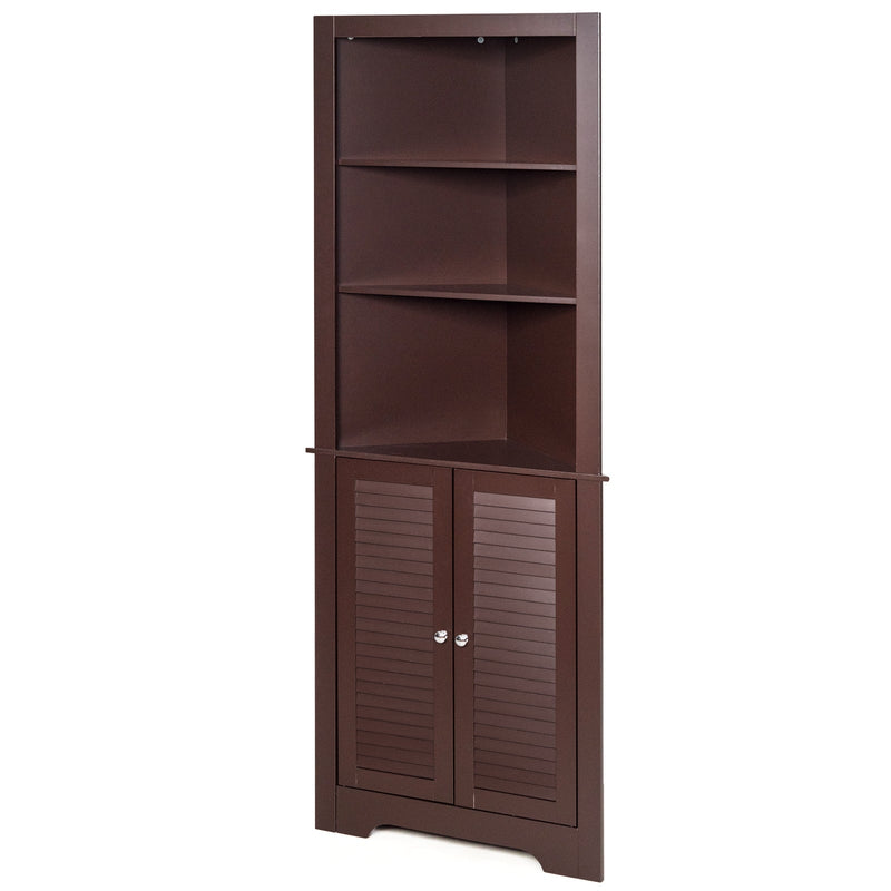 Free Standing Tall Bathroom Corner Storage Cabinet with 3 Shelves - Relaxacare