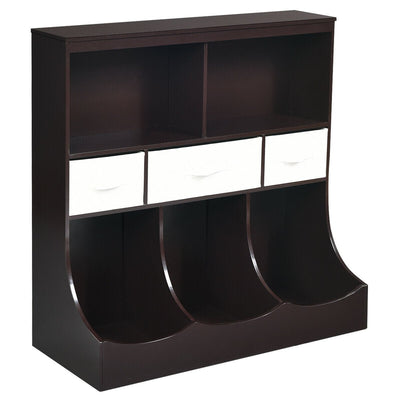 Freestanding Combo Cubby Bin Storage Organizer Unit with 3 Baskets - Relaxacare