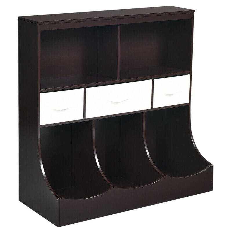 Freestanding Combo Cubby Bin Storage Organizer Unit with 3 Baskets - Relaxacare