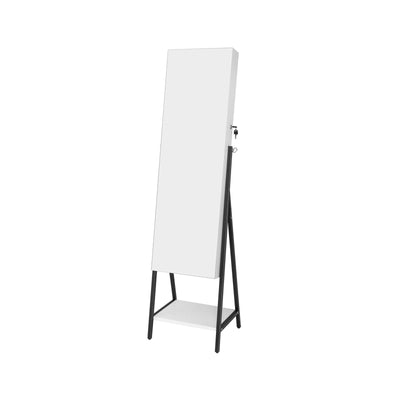 Freestanding Jewelry Cabinet with Full-Length Mirror-White - Relaxacare