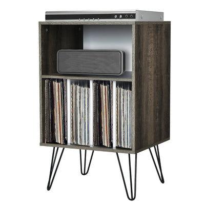 Freestanding Record Player Stand Record Storage Cabinet with Metal Legs - Relaxacare