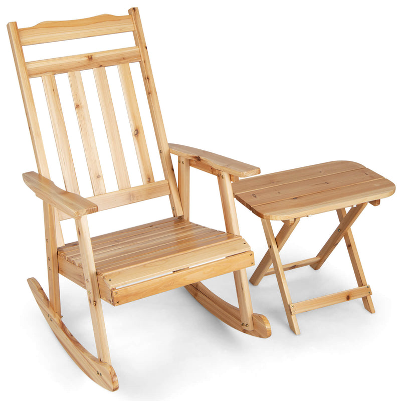 Front Porch Rocking Chair and Foldable Table Set for Outdoors - Relaxacare