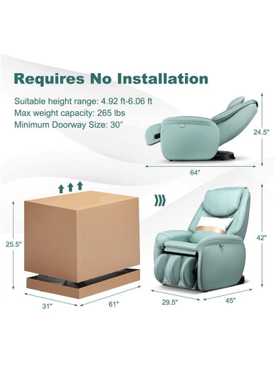 Full Body Zero Gravity Massage Chair with Pillow-Brown - Relaxacare