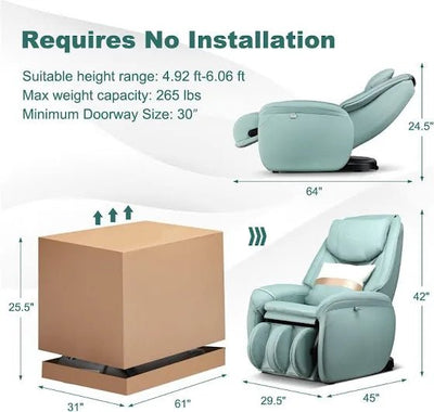 Full Body Zero Gravity Massage Chair with Pillow-Brown - Relaxacare
