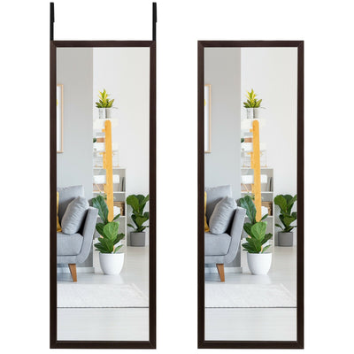Full Length Metal Door Mirror with Adjustable Hook-Brown - Relaxacare