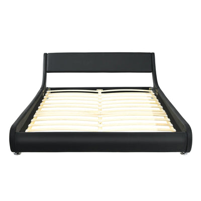 Full Size Faux Leather Upholstered Platform Bed Adjustable Headboard - Relaxacare
